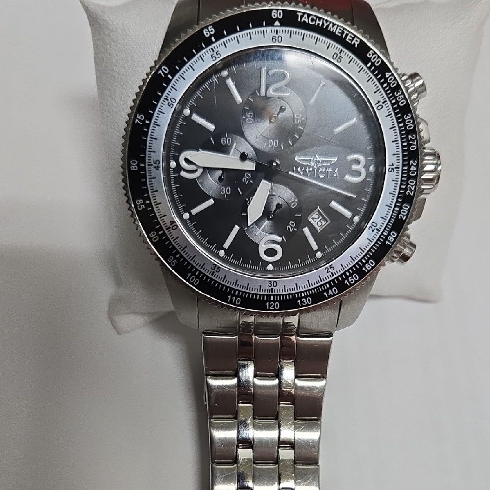 Invicta Black and Silver Chronograph Watch